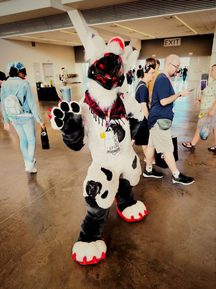 BanditWusky wearing their Subwoofer Protogen suit