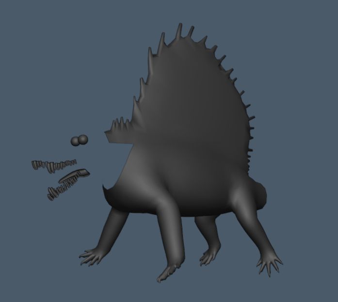 wip model of Dimetrodon
