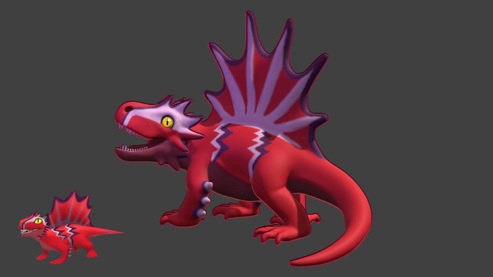 screenshot of Dimetro sculpt compared to Fossil Fighters in game model