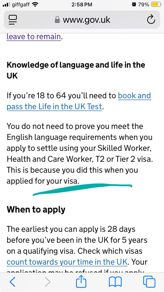 Gov U.K. website explaining criteria for ILR
