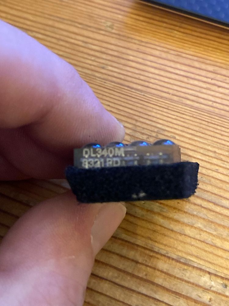 View of the side of the LED chip showing the part number. 
