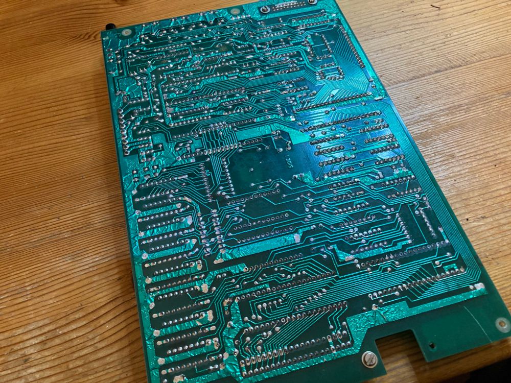 Back of a Dragon 32 motherboard. 