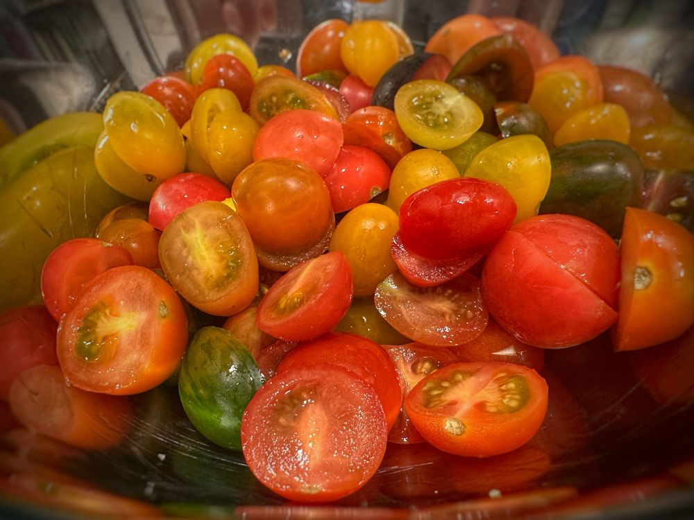 Tomatoes sliced in half