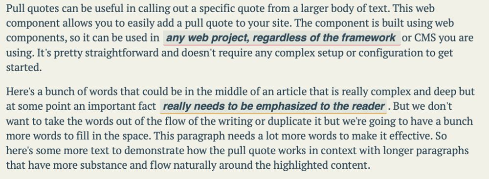 demo text showing two separate strings highlighted differently.