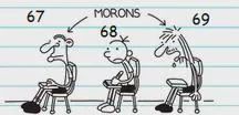 68, surrounded by 67 and 69, labeled "morons"