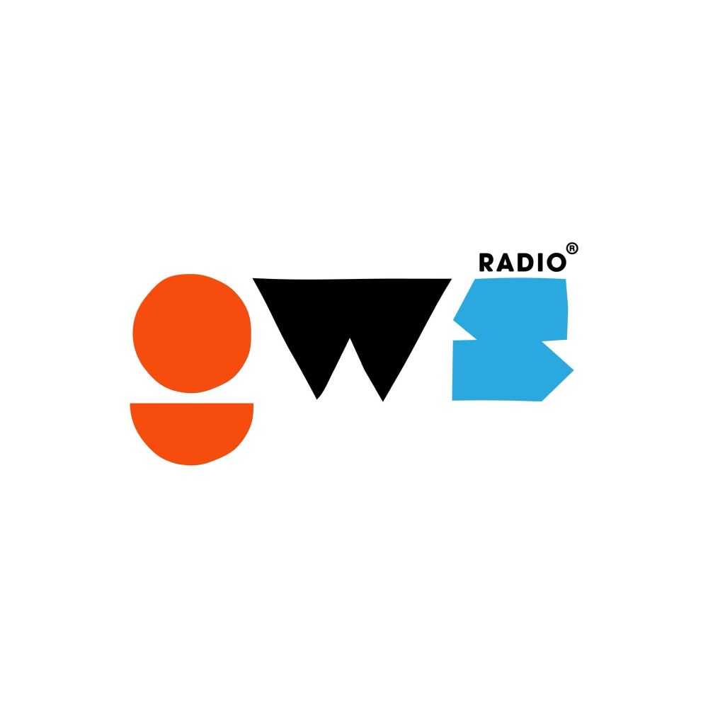 GWS Radio logo: stylised lower-case letters in orange, black and blue. 