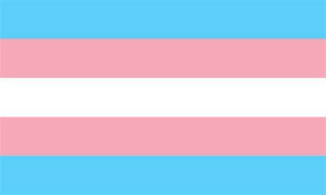 The Transgender Pride Flag, with stripes (from the top) in light blue, pink, white, pink and light blue.