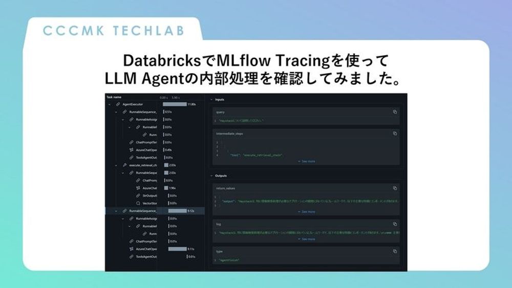 DatabricksでMLflow Tracingを使ってLLM Agentの内部処理を確認してみました。 - CCCMKホールディングス TECH LABの Tech Blog