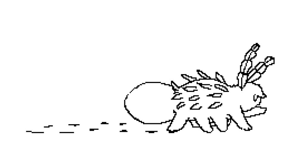 A deep sea bunny taking a big steppy! Footprints trail out behind it