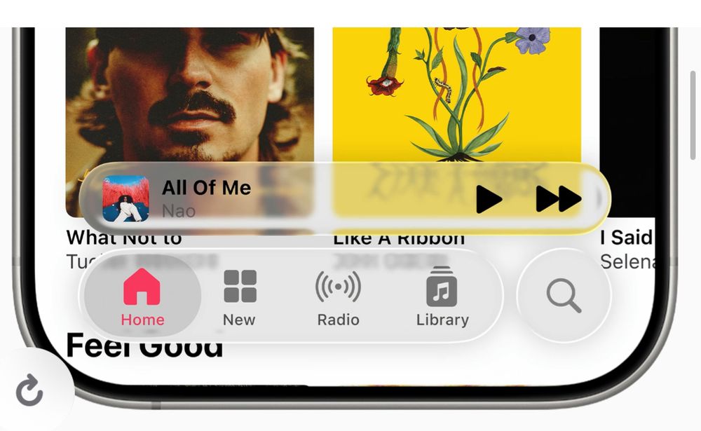 difficult to read text on glass in the Music app