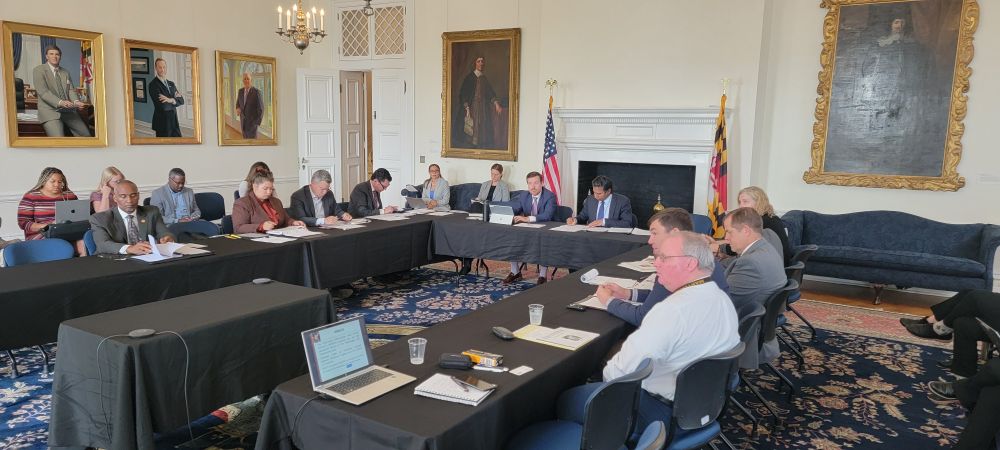 A picture of meeting of the workgroup discussing the reorganization of the Maryland Transit Administration.