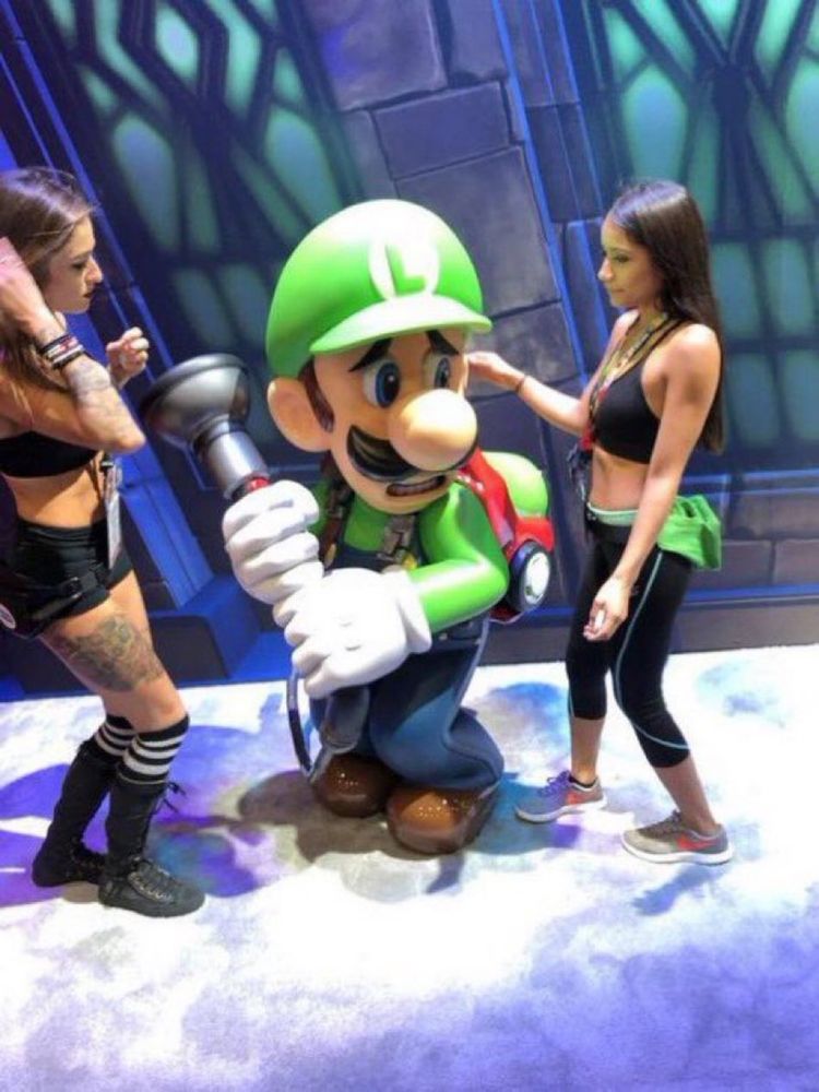 Luigi's social anxiety going through the roof next to 2 baddies