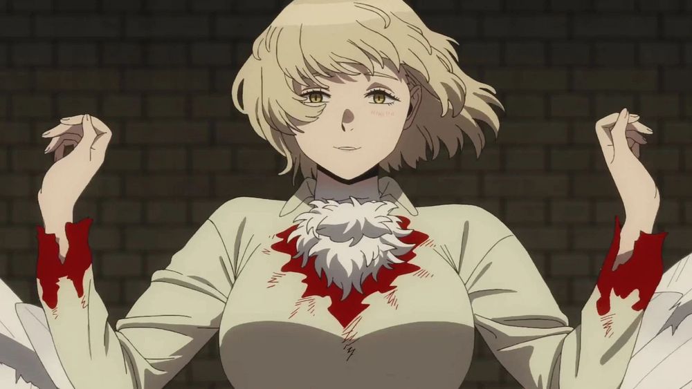 Image show Falin from Dungeon Meshi is her chimera form with feathers 