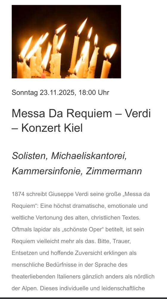 Plakat für Verdis Requiem heute Abend 18.00 Uhr 