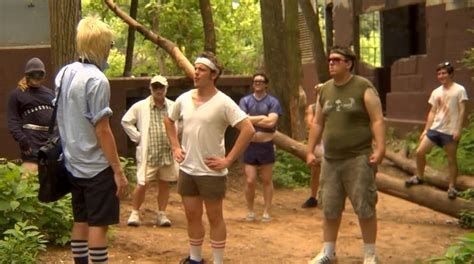 Scene from "The Taint", a film shot in, and taking place in, Richmond, VA. A group of men confront a blonde stranger. 