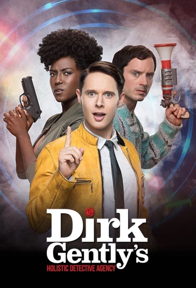Three of the main characters of Dirk Gently's Holistic Detective Agency