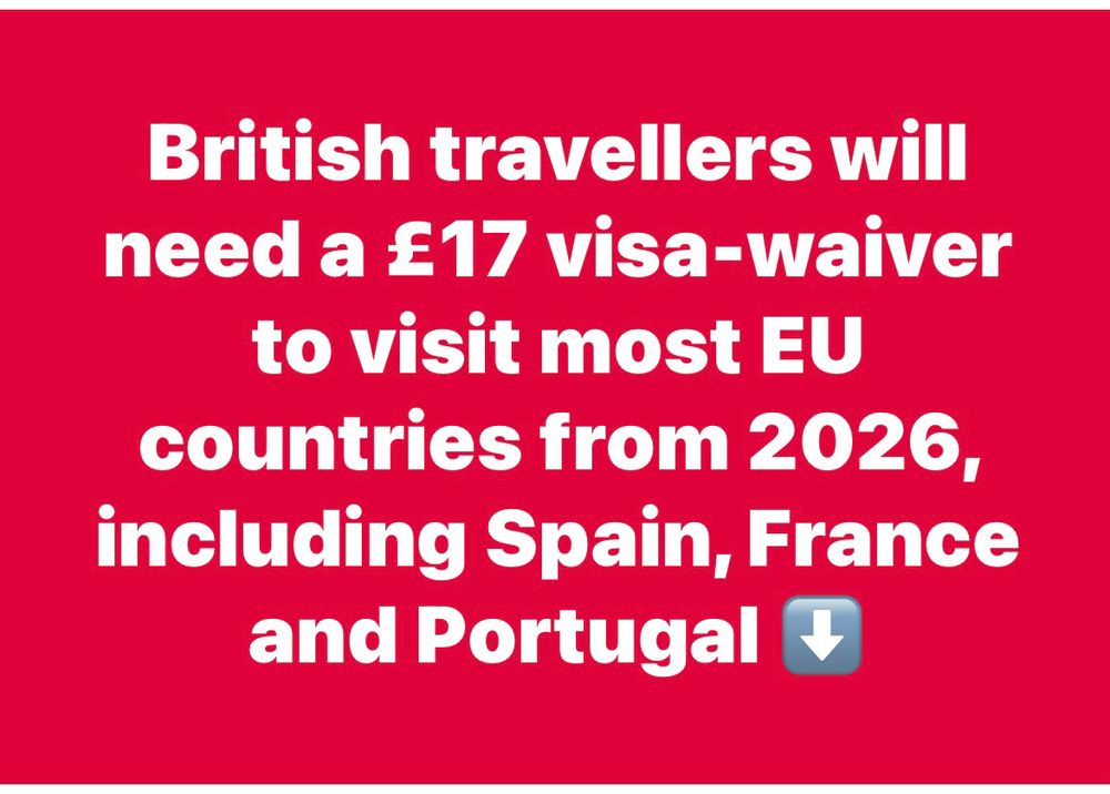 British travellers will need a visa to visit most EU countries next year 