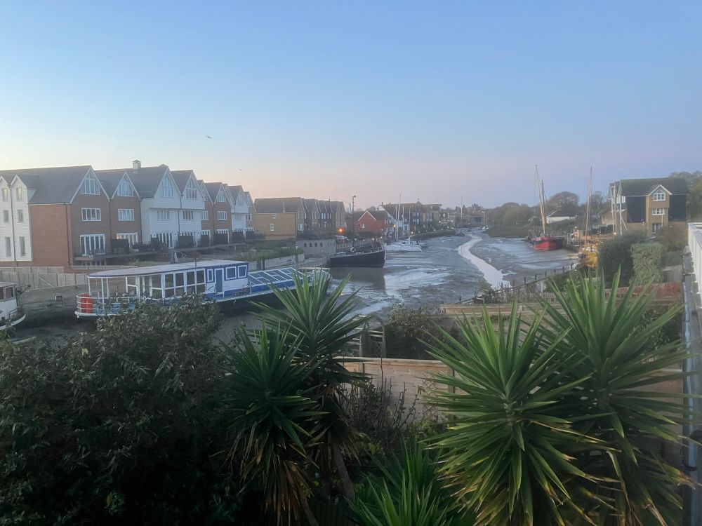 Looking west down the creek - the automatic camera makes it look bright and warm, it is not the latter