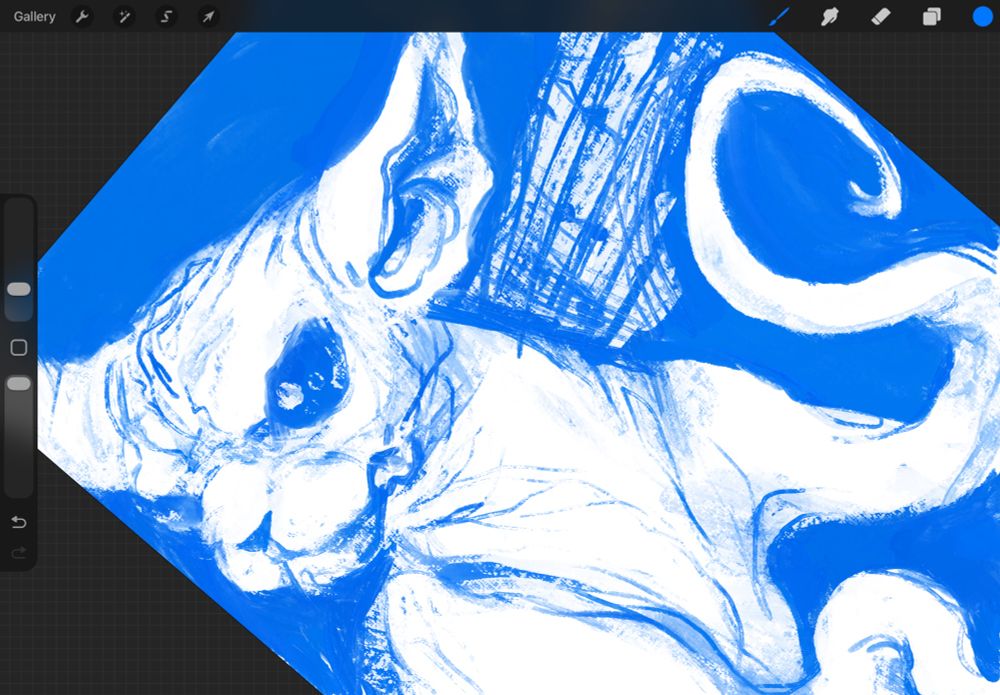 alien sphinx cat in procreate