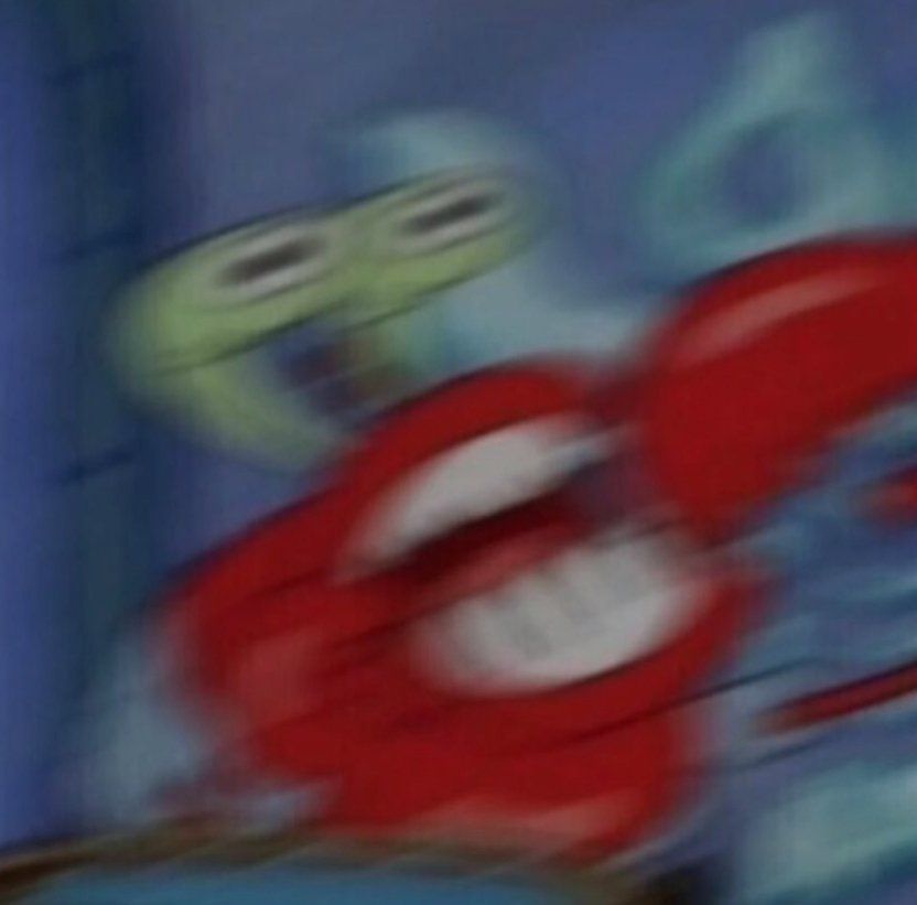 shaky meme picture of mr. crabs screaming