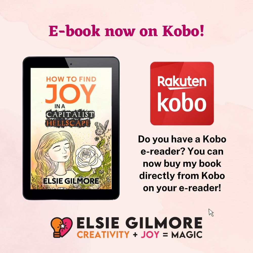 Ad for buying the ebook for "How to Find Joy in a Capitalist Hellscape" on the Kobo platform. 
