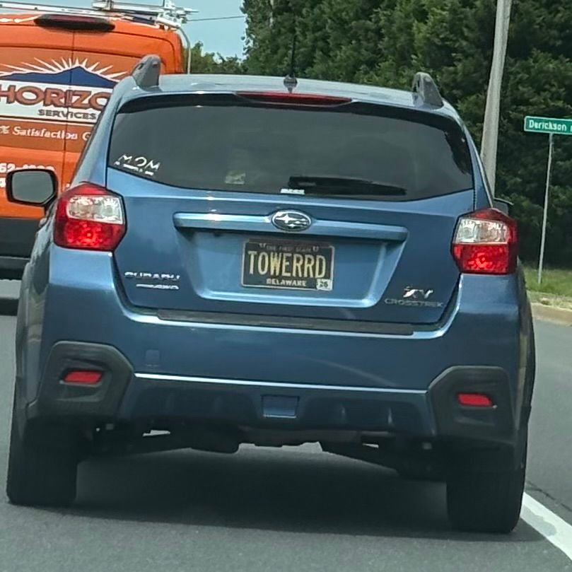 License plate: TOWERRD which I’m choosing to consider a reference to tower records and not the remarkable snooty local private school 