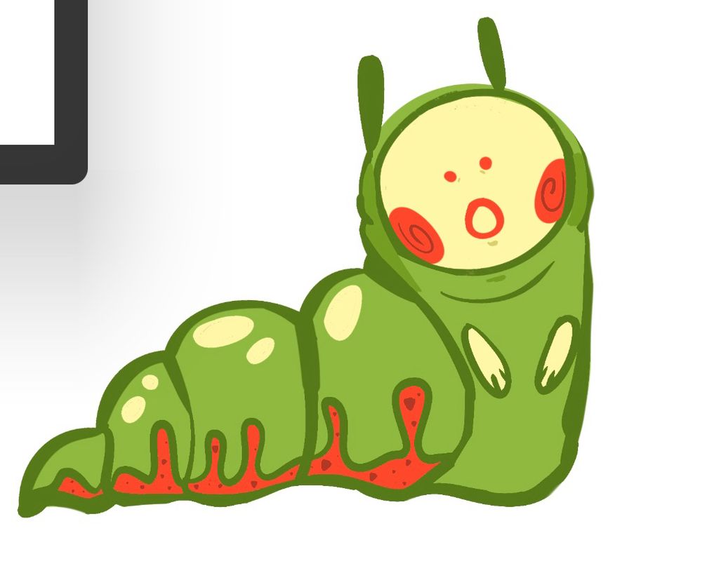 A little silly guy-made up caterpillar that looks like a watermelon (color pallet)