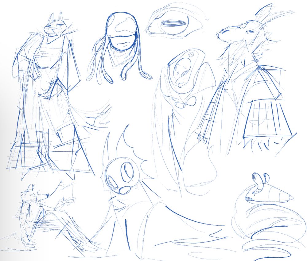 sketches, mostly anthro/furry folks , heart emoji