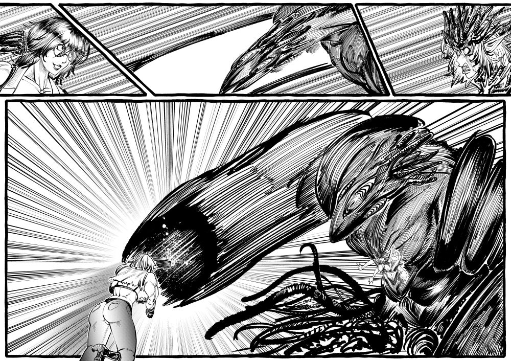 Rosalia and monstrous dryad clash with their fists