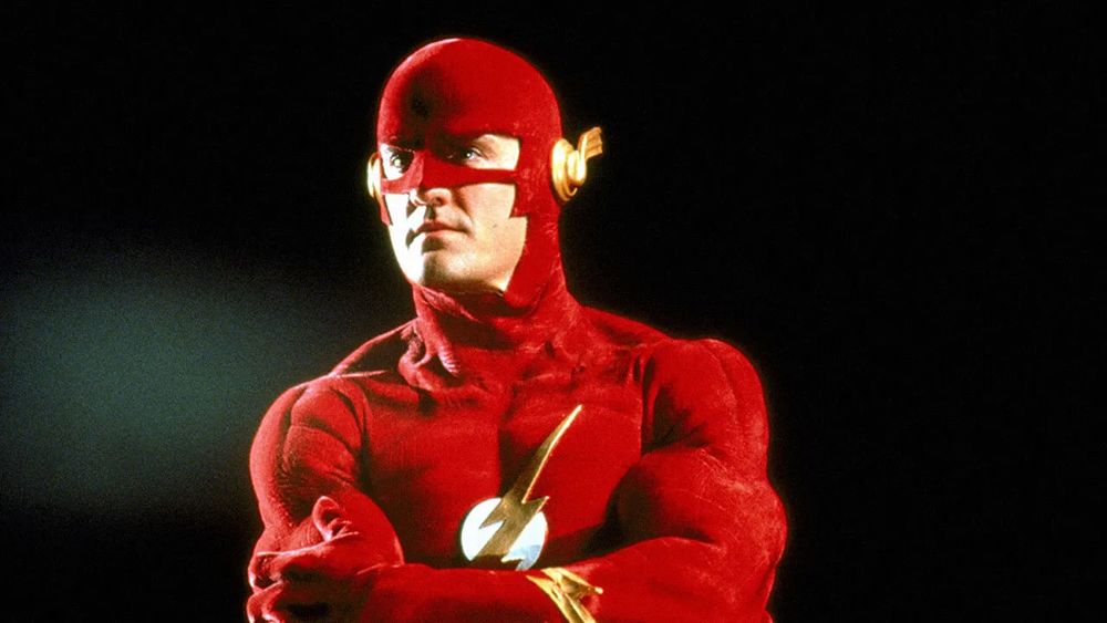 A picture of John Wesley Shipp in his 90's flash costume