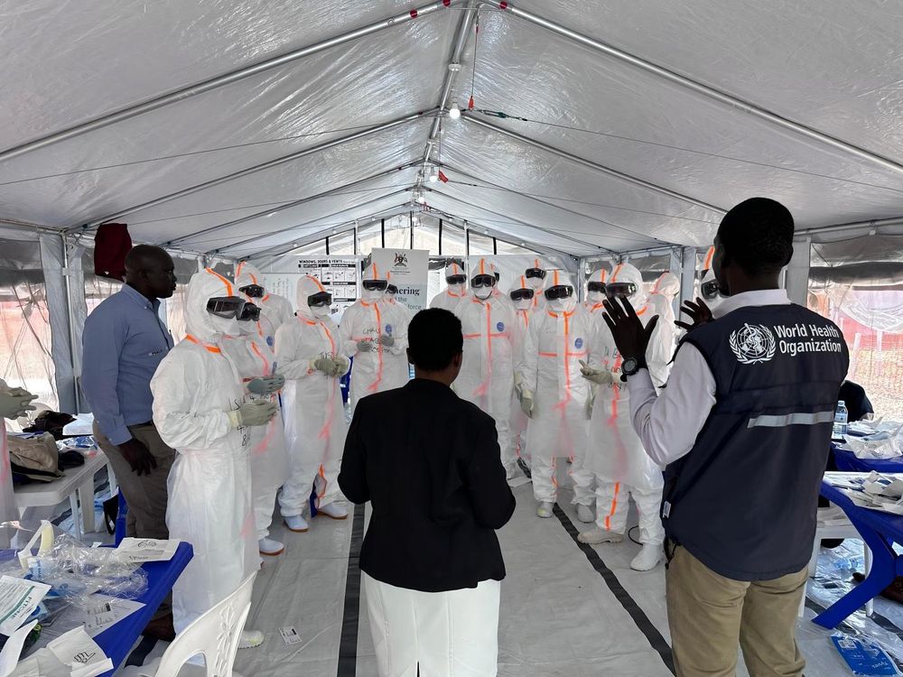 Health workers responding to Ebola Outbreak in Uganda. 