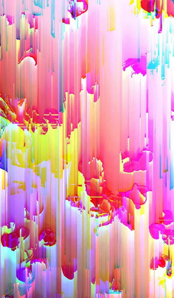 Glitch art. Opalescent shards crash into light.