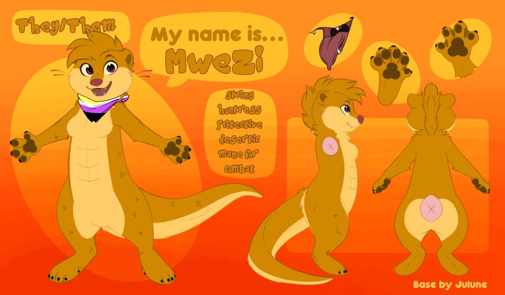 Mwezi otter form ref sheet, using Julune's base.