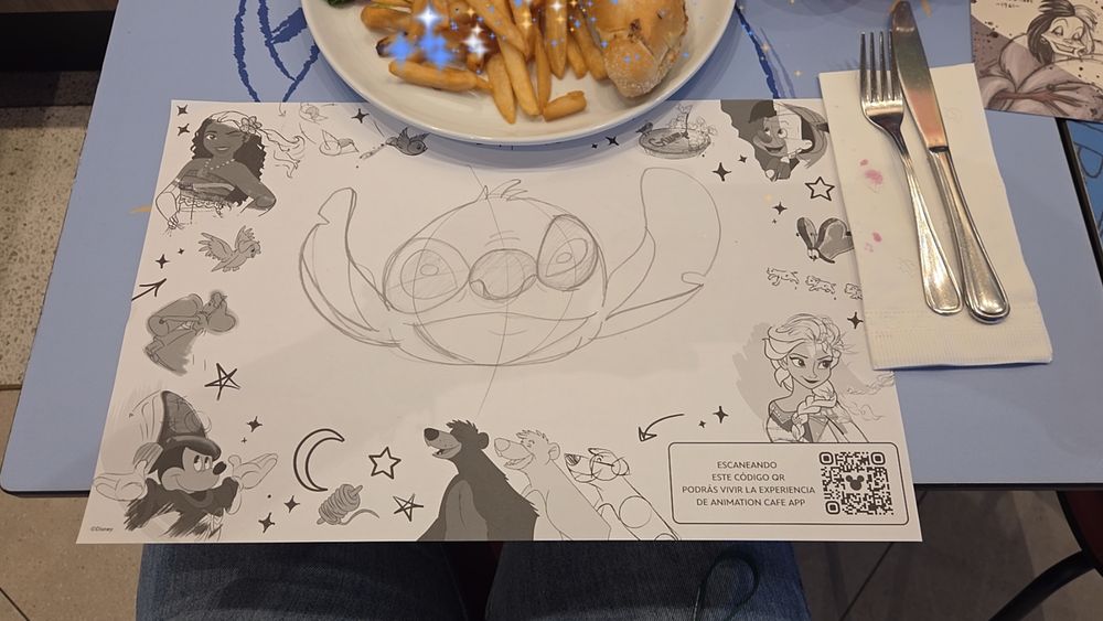 Stitch Sketch at Disney Animation Cafe in Mexico City