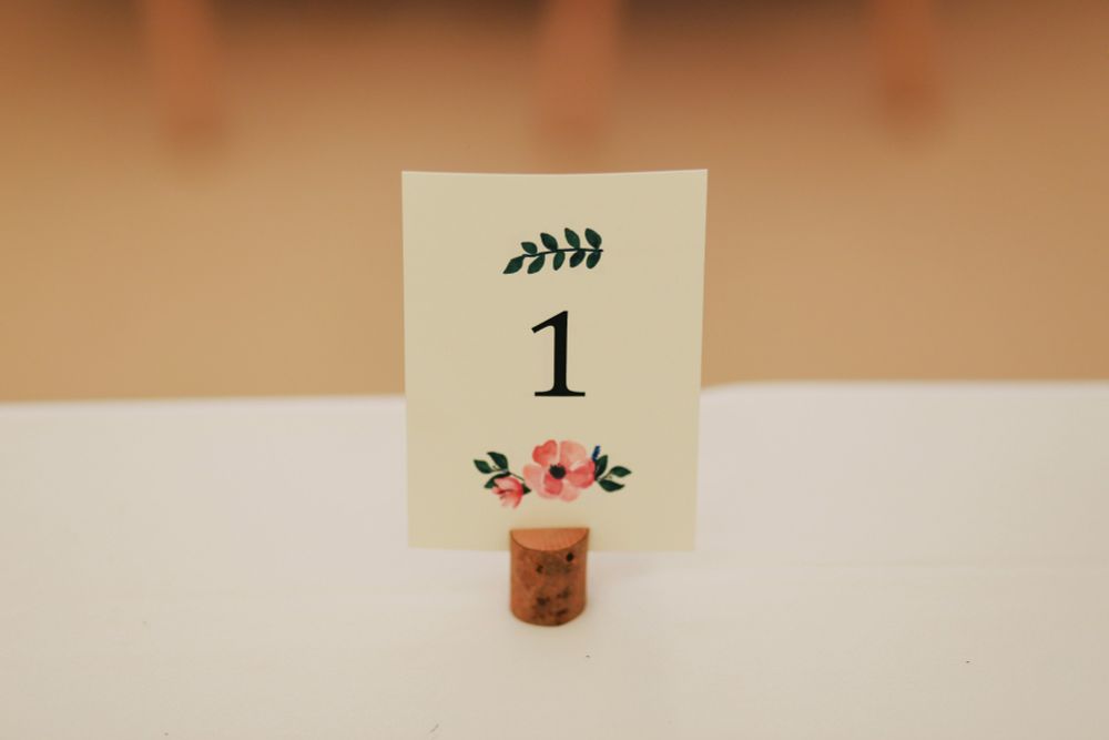 A table number card with '1' on it