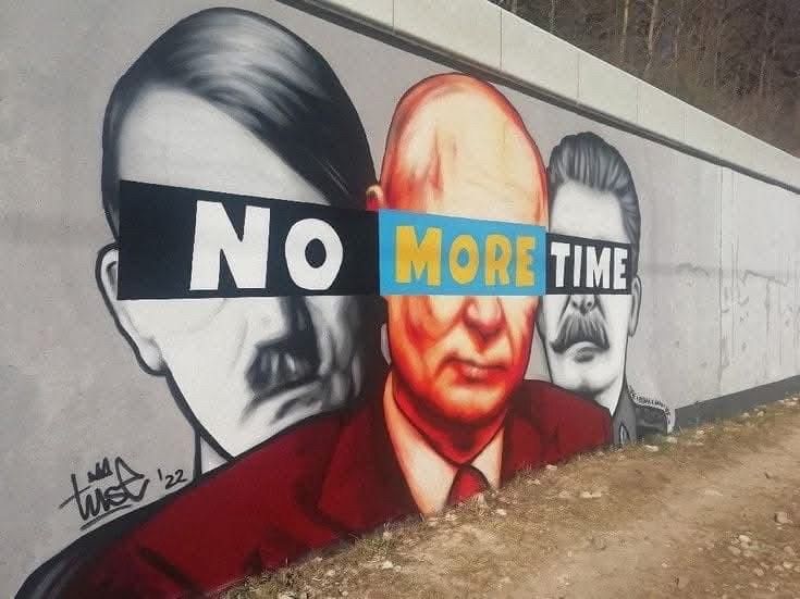 Hitler, Putin and Stalin - and the text: NO MORE TIME