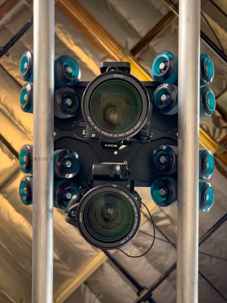 2x Sony A7S mark twos are mounted on the underside of a dana dolly, offset 90 degrees from each other