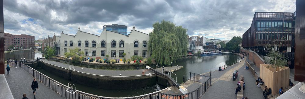 A panoramic view of the Kentish Town Locks in London, view is looking south.