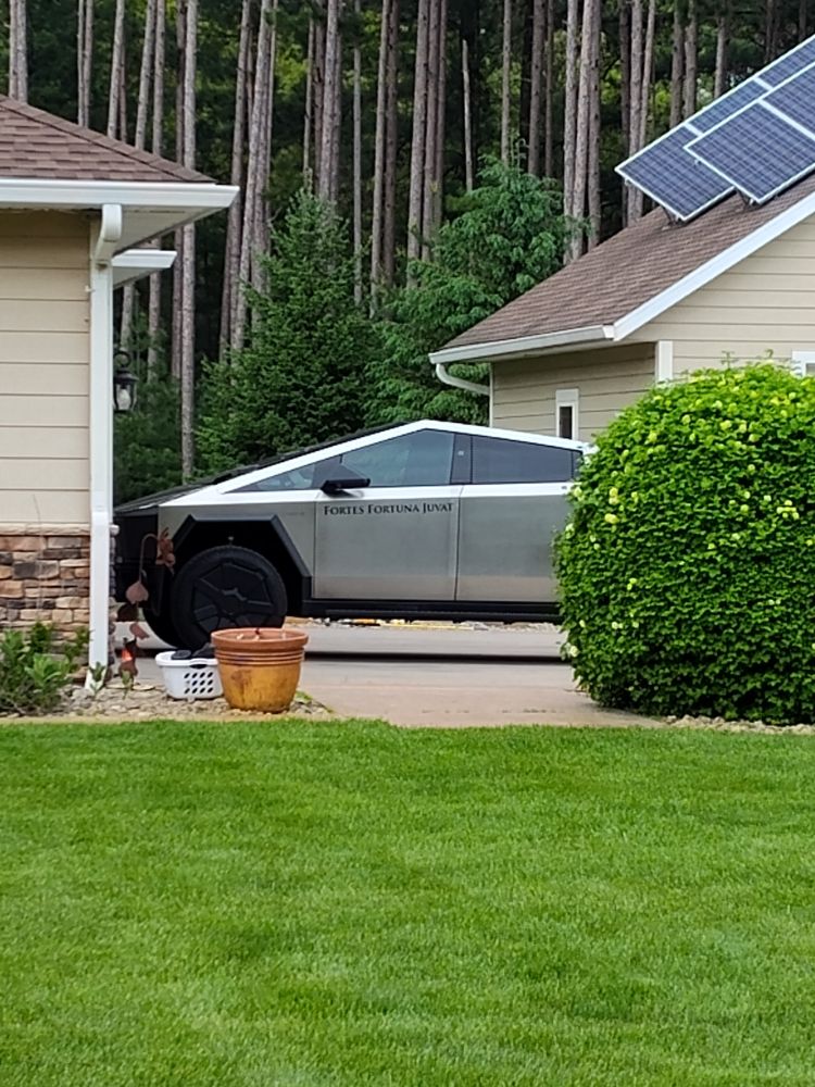 First ever cybertruck seen in the wild in my small Central Wisconsin town. May 29, 2025