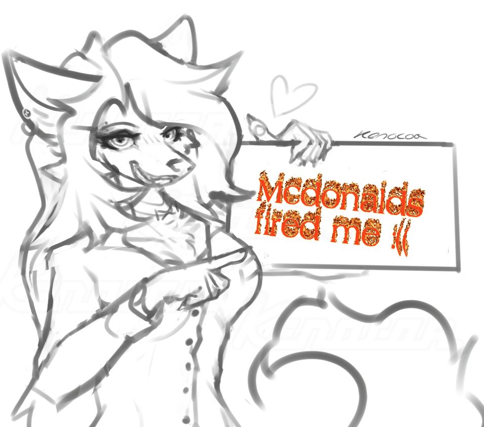 girl holding sign that she got fired from mcdonal :(