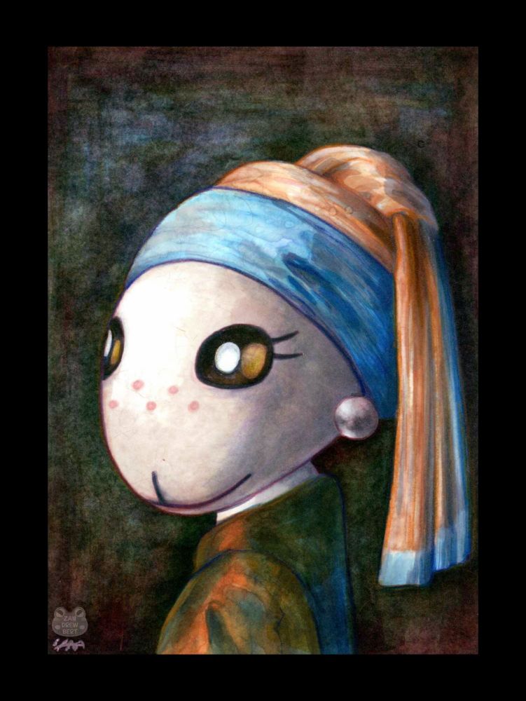 Chevre the Animal Crossing villager as The Girl With the Pearl Earring