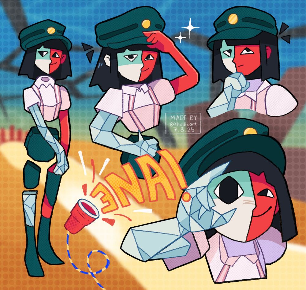 Dream bbq is so crazy but I love all the art and characters. This was a lotta fun to draw. The two portraits on the right are some redraws of poses Ena does in the game in my art-style, and then I added another mid-shot of Ena and a full body o the right. And finally I added the cup phone at the bottom shouting ENA :)) 