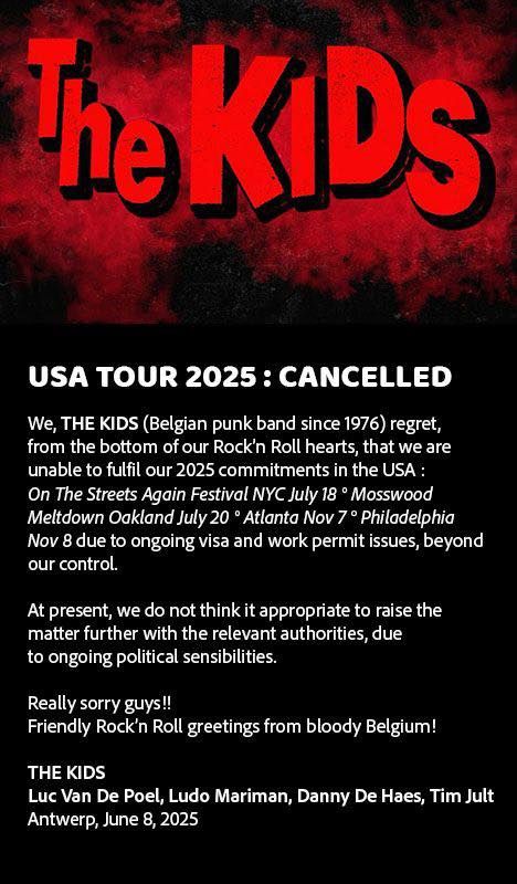 Official statement by Belgian punk band The Kids