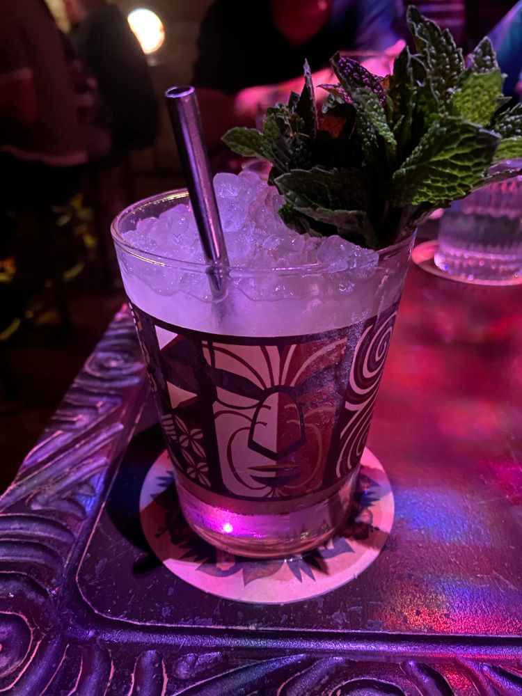 Close up photo of a Mai tai 