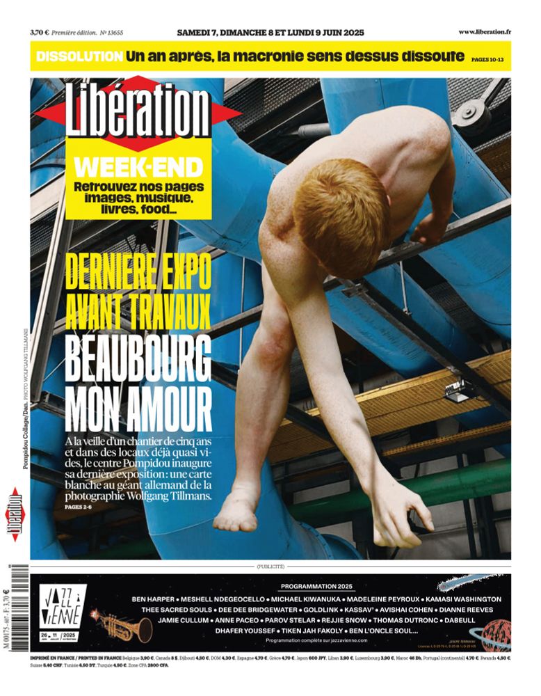 Dernière expo avant travaux : Beaubourg mon amour. La une de Libération du 7 juin 2025.