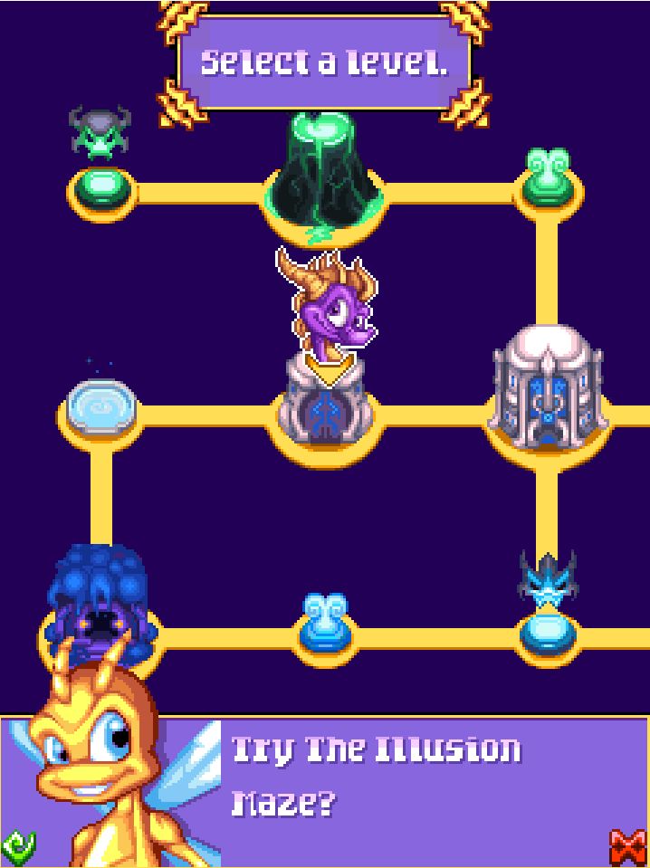 Screenshot of The Legend of Spyro: The Eternal Night for mobile showing I unlocked the Illusion Maze, which you can unlock after collecting all breath upgrades.