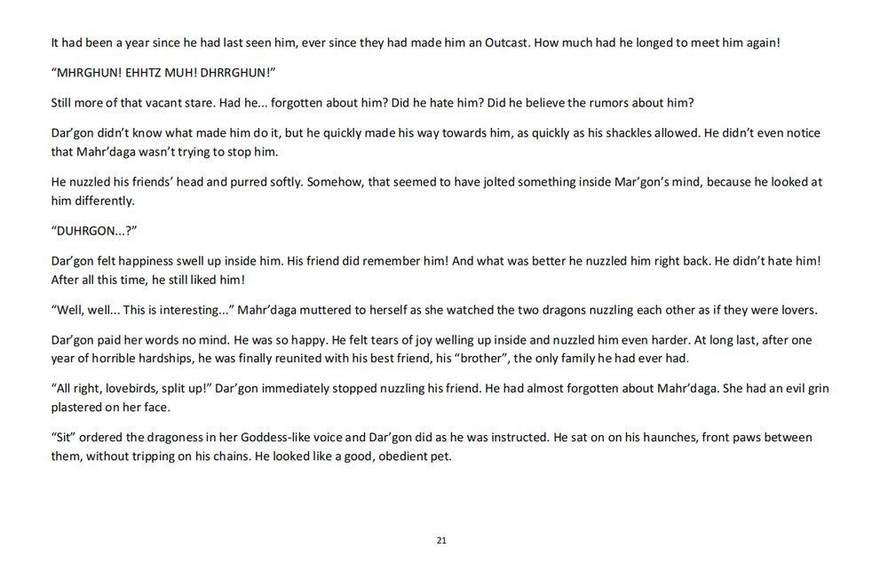 Page 21 of the Second Chapter of Under the Dragoness's Paw, my NSFW series featuring dominant dragonesses, subby male dragons and plenty of kinky fun!