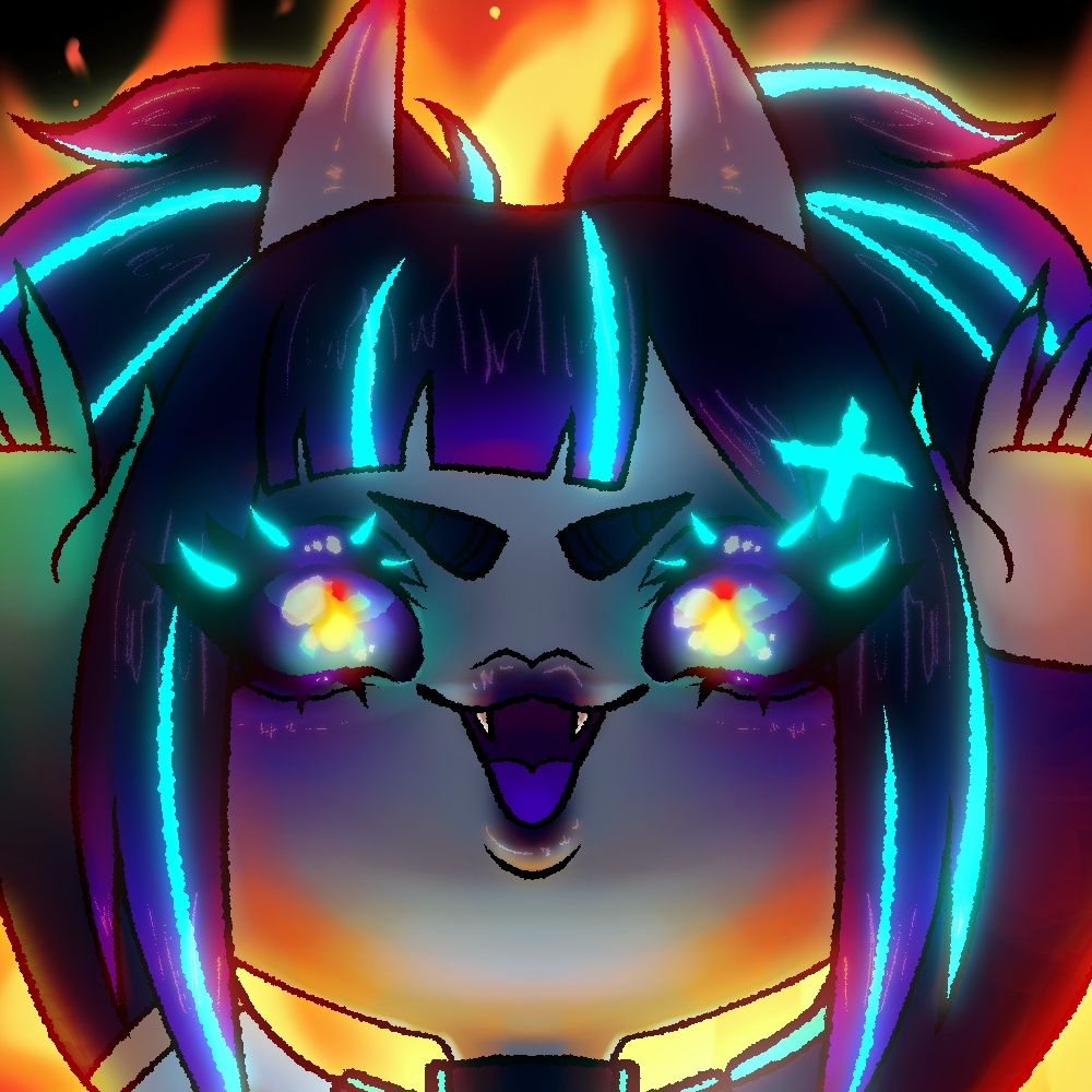 An emote of chibi glow in front of roaring flames. It is based on the elmo fire meme.