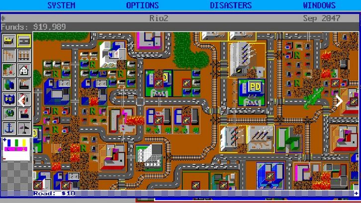 Screenshot einer Sim City (1989) Stadt