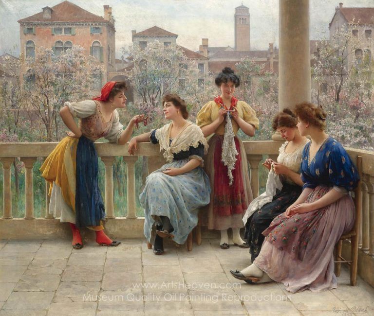 Conversation on the Terrace - Eugene de Blaas